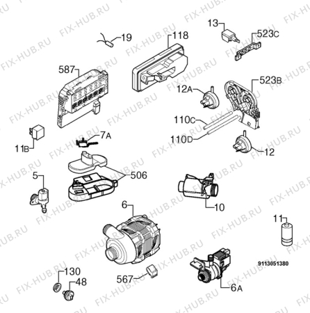 Взрыв-схема посудомоечной машины Privileg 00857323_11257 - Схема узла Electrical equipment 268