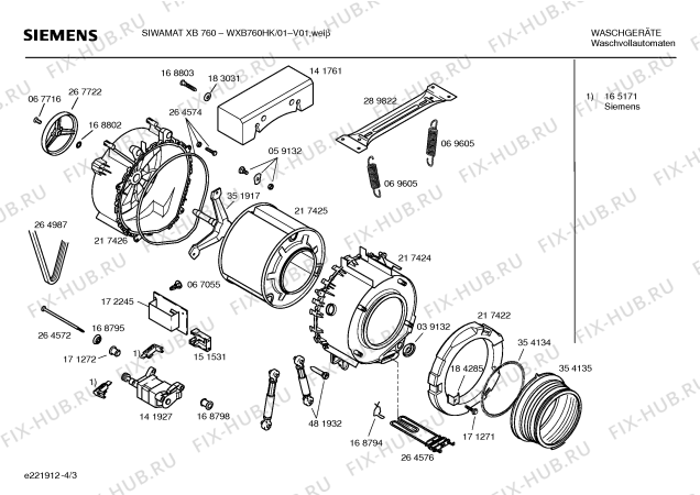 Взрыв-схема стиральной машины Siemens WXB760HK SIWAMAT XB760 - Схема узла 03