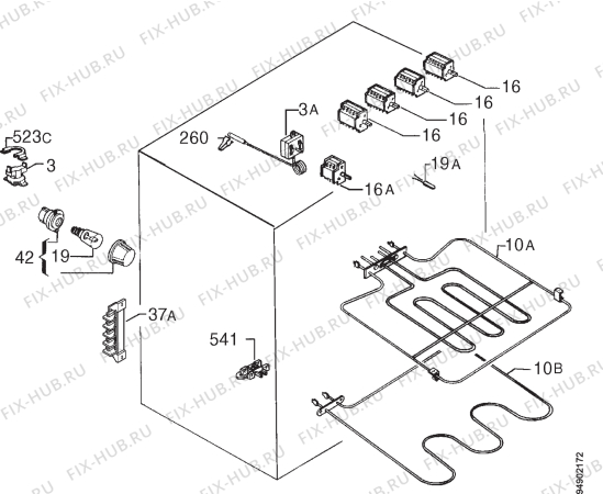 Взрыв-схема плиты (духовки) Privileg 059864 9 - Схема узла Electrical equipment 268