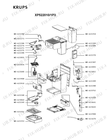 Схема №2 XP524030/1P2 с изображением Обшивка для электрокофеварки Krups MS-622912