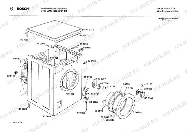 Взрыв-схема стиральной машины Bosch WMV468259 V4682 - Схема узла 02