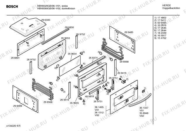 Схема №2 HBN9360GB с изображением Панель управления для электропечи Bosch 00365517