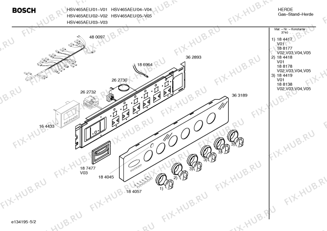 Схема №2 HSV442PEU, Bosch с изображением Инструкция по эксплуатации для плиты (духовки) Bosch 00529571