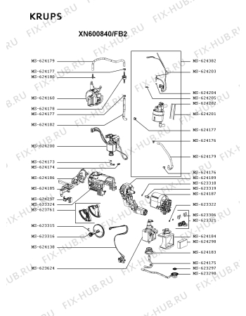 Взрыв-схема кофеварки (кофемашины) Krups XN600840/FB2 - Схема узла 4P005652.4P3