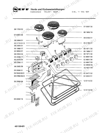 Взрыв-схема плиты (духовки) Neff 1113441007 1344/871NOCSM - Схема узла 05