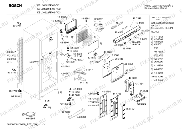 Схема №1 KSU30622FF с изображением Дверь для холодильной камеры Bosch 00241848