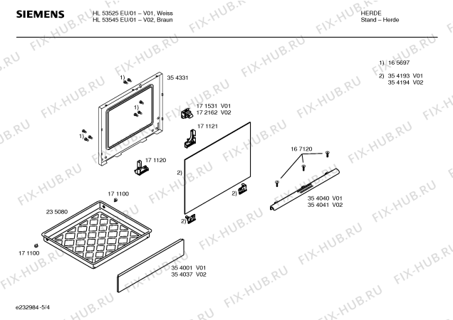 Схема №2 HL53545EU с изображением Панель управления для плиты (духовки) Siemens 00354198