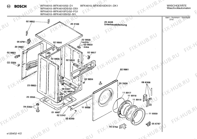 Взрыв-схема стиральной машины Bosch WFK4010DK WFK4010 - Схема узла 02