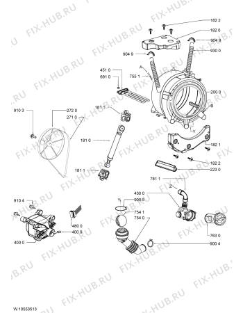 Схема №1 FL 2800 с изображением Ручка (крючок) люка для стиралки Whirlpool 481010403952