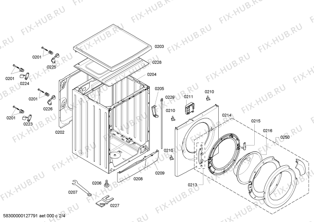 Схема №2 WM12S7X0TR Otomatik leke çkartma с изображением Передняя часть корпуса для стиралки Bosch 00479279