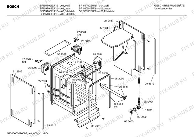 Схема №1 SRU55T04EU Silence comfort с изображением Передняя панель для посудомойки Bosch 00367337