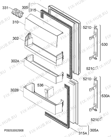Взрыв-схема холодильника Electrolux EN3230COX - Схема узла Door 003