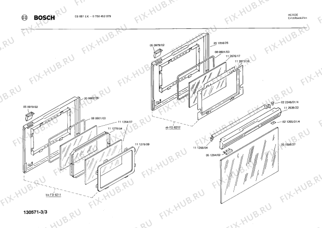 Взрыв-схема плиты (духовки) Bosch 0750452079 EB681EK - Схема узла 03