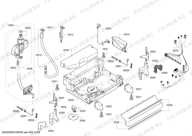 Взрыв-схема посудомоечной машины Bosch SMS86L02DE Exclusiv - Схема узла 05
