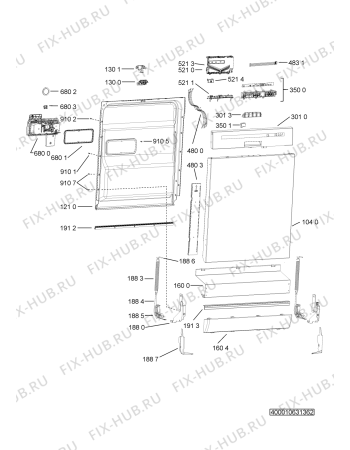 Схема №1 ADP 8678 A+ PC 6S WH с изображением Обшивка для посудомоечной машины Whirlpool 481010518207