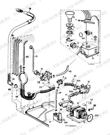 Взрыв-схема посудомоечной машины Electrolux ESF211 - Схема узла W20 Pump, Water softener