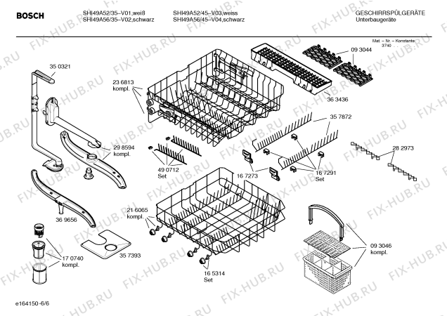 Взрыв-схема посудомоечной машины Bosch SHI49A56 Silence comfort - Схема узла 06