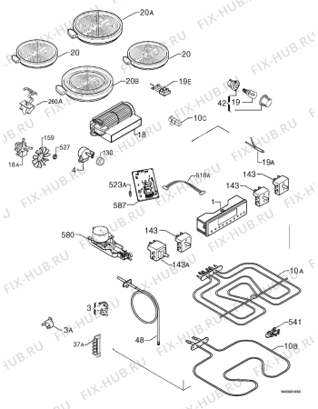 Взрыв-схема плиты (духовки) Electrolux EKC607700W - Схема узла Electrical equipment 268