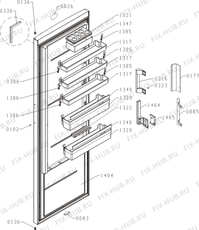 Взрыв-схема холодильника Upo R6602 (468499, HS3869F) - Схема узла 02