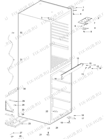 Взрыв-схема холодильника Electrolux ER2816B - Схема узла Cabinet + armatures