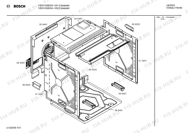 Схема №3 HEN106B с изображением Инструкция по эксплуатации для электропечи Bosch 00518063