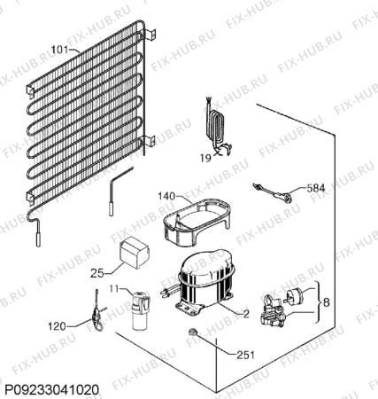Взрыв-схема холодильника Smeg S7147LS2P - Схема узла Cooling system 017