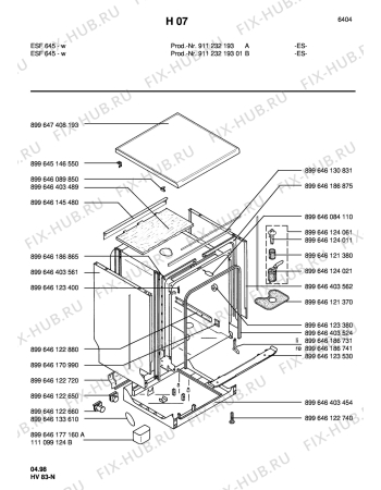 Взрыв-схема посудомоечной машины Electrolux ESF645  WEISS - Схема узла Housing 001