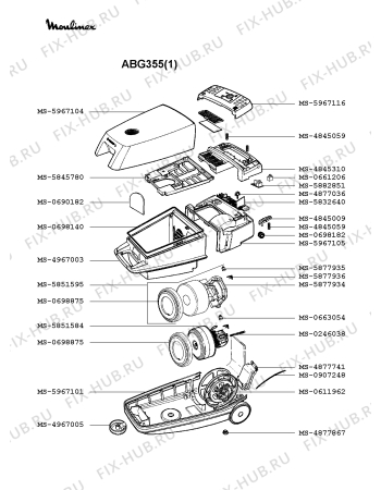 Взрыв-схема пылесоса Moulinex ABG355(1) - Схема узла NP002327.9P2