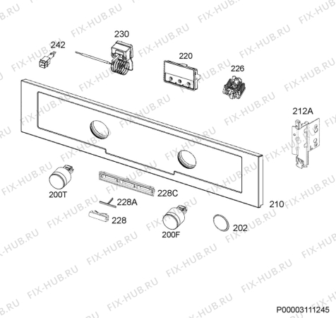 Взрыв-схема плиты (духовки) Arthur Martin AZA5420AOX - Схема узла Command panel 037