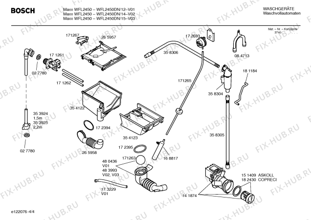 Схема №2 WFL2450DN с изображением Таблица программ для стиралки Bosch 00529145