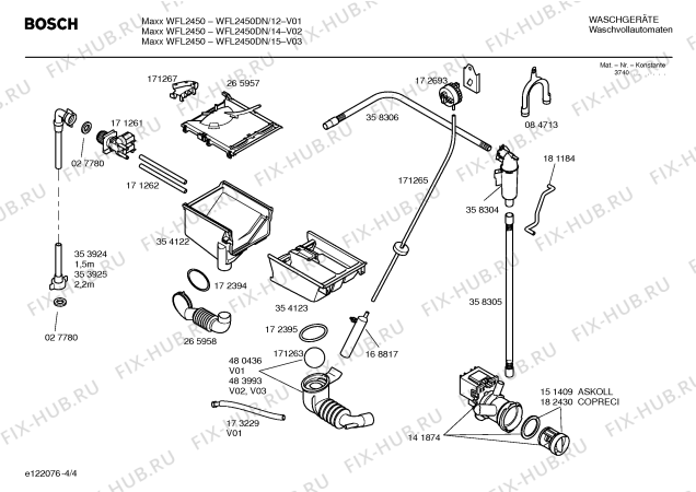 Схема №2 WFL2450DN с изображением Таблица программ для стиралки Bosch 00529148