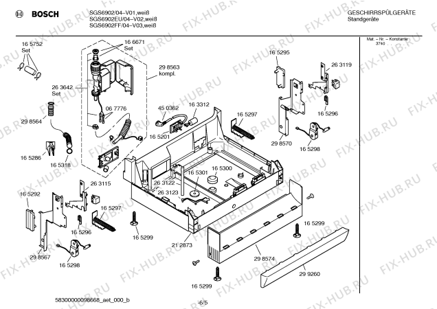 Схема №1 B1ESN1601B с изображением Передняя панель для посудомойки Bosch 00298519