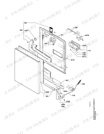 Взрыв-схема посудомоечной машины Fust GS923SILENCEWS - Схема узла Door 003