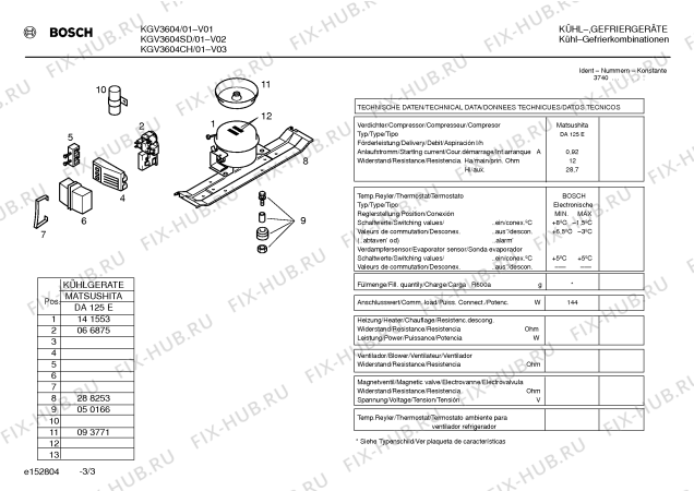 Взрыв-схема холодильника Bosch KGV3604 - Схема узла 03