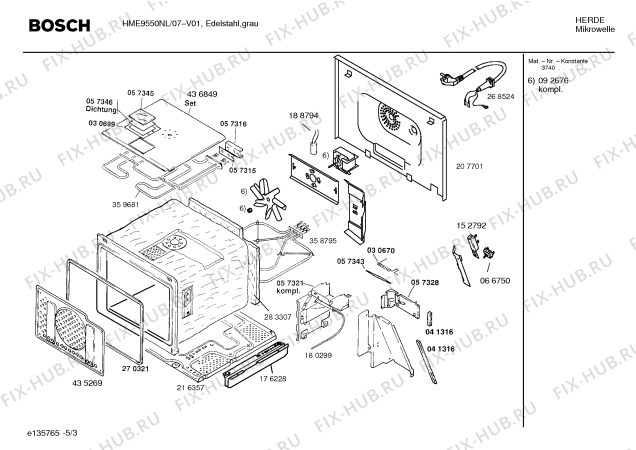 Схема №1 HME9550NL с изображением Переключатель для микроволновой печи Bosch 00418097