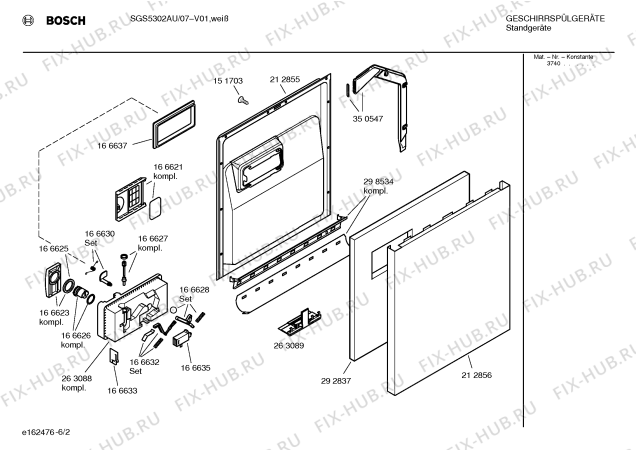 Взрыв-схема посудомоечной машины Bosch SGS5302AU - Схема узла 02