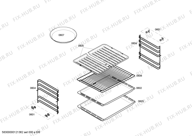 Взрыв-схема плиты (духовки) Bosch HBN38075K - Схема узла 06