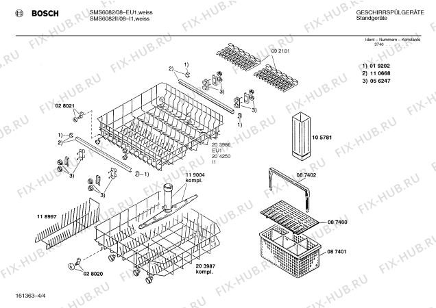 Взрыв-схема посудомоечной машины Bosch SMS6082II - Схема узла 04