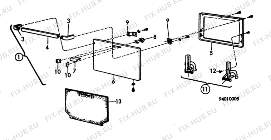 Взрыв-схема комплектующей Electrolux CF272 - Схема узла H10 Oven Door bi (small)