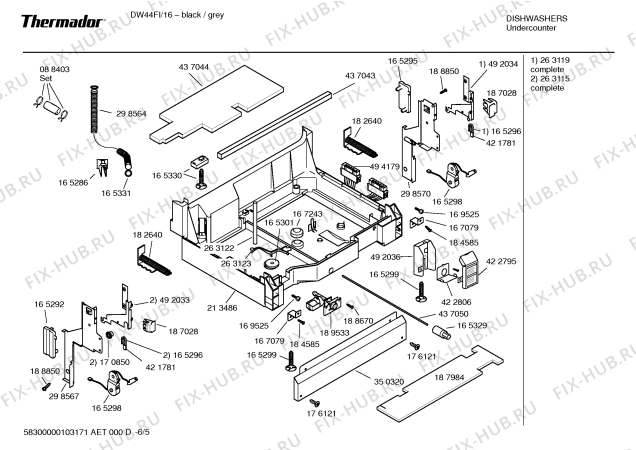 Схема №2 DW44FI с изображением Инструкция по эксплуатации для электропосудомоечной машины Bosch 00590038