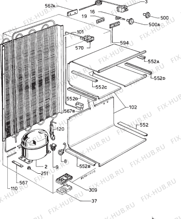 Взрыв-схема холодильника Electrolux GSN2400 - Схема узла Refrigerator cooling system