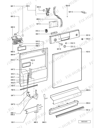 Схема №1 ADP 4420 WH с изображением Панель управления для посудомойки Whirlpool 481245372462