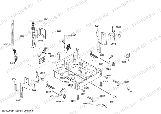 Взрыв-схема посудомоечной машины Bosch SRV55T13RU - Схема узла 05