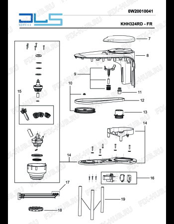 Взрыв-схема кухонного комбайна KENWOOD KHH324RD multione MIXER - Схема узла 2