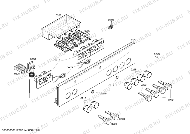 Схема №1 E1422W0 MEGA1422W с изображением Панель управления для плиты (духовки) Bosch 00438193