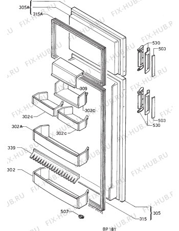 Взрыв-схема холодильника Electrolux TR1132G - Схема узла Door 003