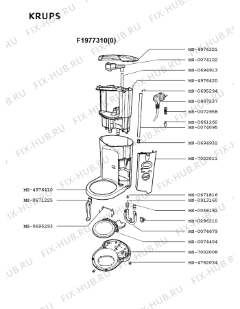 Взрыв-схема кофеварки (кофемашины) Krups F1977310(0) - Схема узла FP001517.1P2