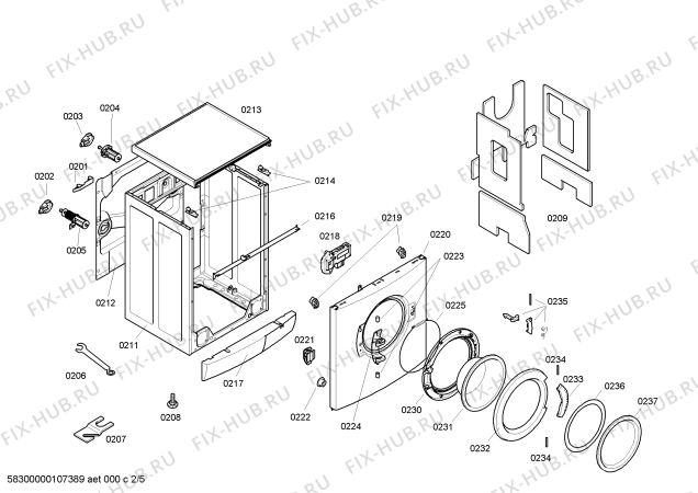 Схема №2 WFO149ANL Maxx AquaStar 1400 с изображением Ручка для стиральной машины Bosch 00493197