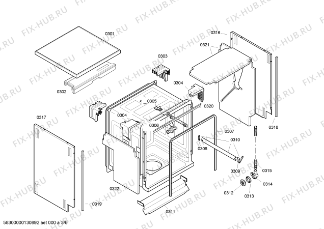 Взрыв-схема посудомоечной машины Bosch SGS53E32FF - Схема узла 03