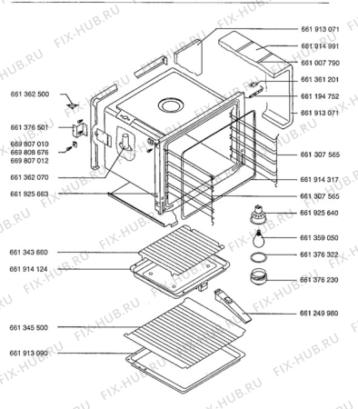 Взрыв-схема плиты (духовки) Aeg 3032B-D - Схема узла Oven body